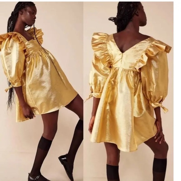 Free People x Selva Negra Atomo Azteca Gold Mini Dress - Picture 7 of 7